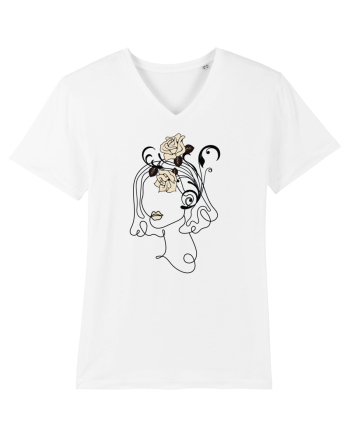 Rose Head Line Art White