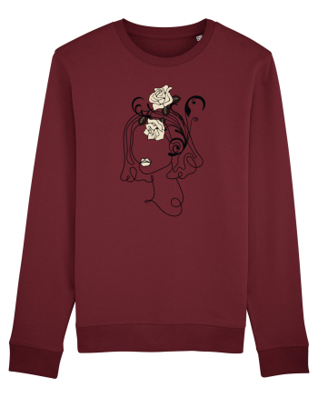 Rose Head Line Art Burgundy