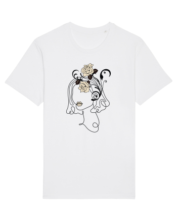 Rose Head Line Art White