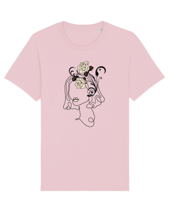Rose Head Line Art Cotton Pink