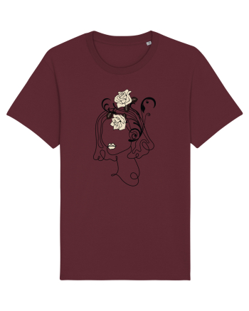 Rose Head Line Art Burgundy