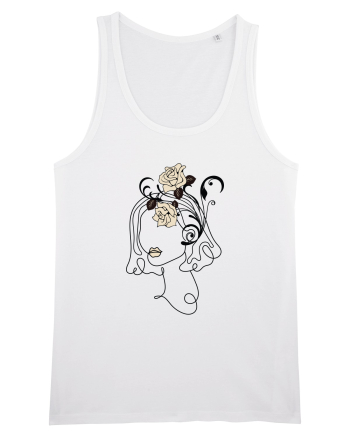 Rose Head Line Art White