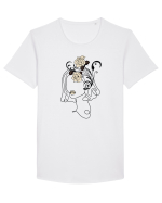 Rose Head Line Art Tricou mânecă scurtă guler larg Bărbat Skater
