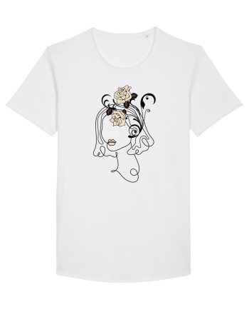 Rose Head Line Art White