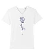 Line Art Rose Tricou mânecă scurtă guler V Bărbat Presenter