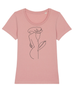 Silueta Side Floral Tricou mânecă scurtă guler larg fitted Damă Expresser