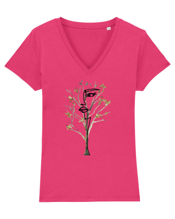 Tree Face Line Art Raspberry