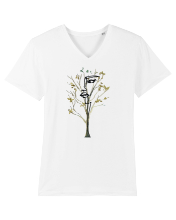 Tree Face Line Art White