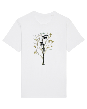 Tree Face Line Art White