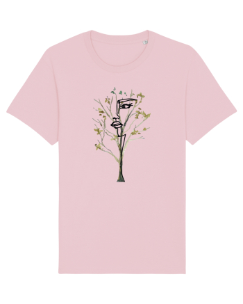 Tree Face Line Art Cotton Pink