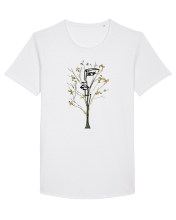 Tree Face Line Art White