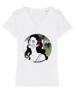 Hawaii Woman Green Tricou mânecă scurtă guler V Damă Evoker
