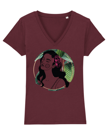 Hawaii Woman Green Burgundy