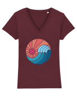 Wave Sunset Tricou mânecă scurtă guler V Damă Evoker