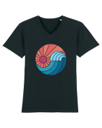 Wave Sunset Tricou mânecă scurtă guler V Bărbat Presenter