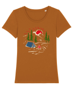 Sunset Campfire Tricou mânecă scurtă guler larg fitted Damă Expresser