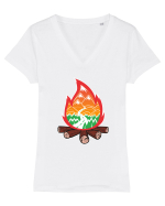 Camprfire Road Tricou mânecă scurtă guler V Damă Evoker