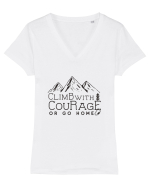 Climb with Courage Tricou mânecă scurtă guler V Damă Evoker