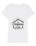 The Mountains are Calling Tricou mânecă scurtă guler V Damă Evoker