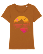 Sunset Mountains Tricou mânecă scurtă guler larg fitted Damă Expresser