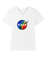 NASA Colorful Tricou mânecă scurtă guler V Bărbat Presenter