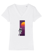 Astro Retro Sunset Tricou mânecă scurtă guler V Damă Evoker