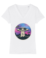 UFO Abduction Tricou mânecă scurtă guler V Damă Evoker