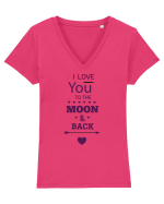 I love you to the moon and back Tricou mânecă scurtă guler V Damă Evoker