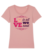 Love is all we need Pink Tricou mânecă scurtă guler larg fitted Damă Expresser