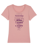 Yesterday Still Always Love Tricou mânecă scurtă guler larg fitted Damă Expresser
