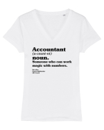 Accountant Noun Tricou mânecă scurtă guler V Damă Evoker