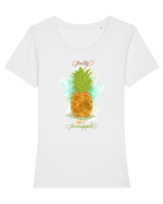 Ananas Tricou mânecă scurtă guler larg fitted Damă Expresser