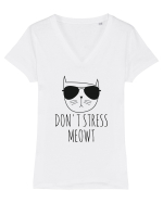 Dont Stress Cat Tricou mânecă scurtă guler V Damă Evoker