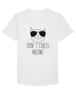 Dont Stress Cat Tricou mânecă scurtă guler larg Bărbat Skater