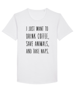 Drink Coffee Save Animals Tricou mânecă scurtă guler larg Bărbat Skater
