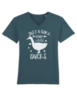 Just a Girl who Loves Ducks Tricou mânecă scurtă guler V Bărbat Presenter
