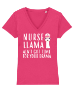 Llama Nurse Tricou mânecă scurtă guler V Damă Evoker