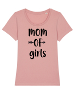 Mom OF gIRLS Tricou mânecă scurtă guler larg fitted Damă Expresser