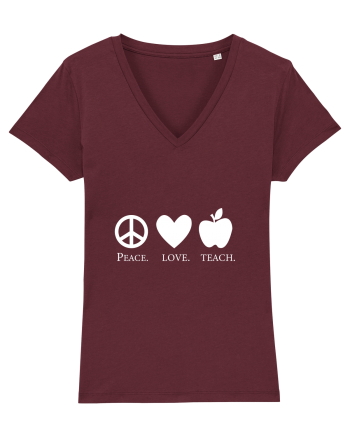Peace Love Teach Burgundy