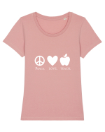 Peace Love Teach Tricou mânecă scurtă guler larg fitted Damă Expresser
