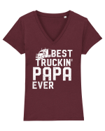 Trucking Papa Tricou mânecă scurtă guler V Damă Evoker
