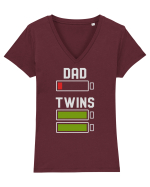 Twins Dad Tricou mânecă scurtă guler V Damă Evoker