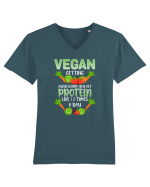Vegan Protein Funny Tricou mânecă scurtă guler V Bărbat Presenter