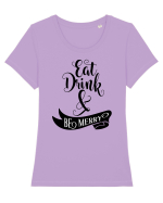Bea, mănâncă și fii vesel Tricou mânecă scurtă guler larg fitted Damă Expresser