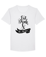 Bea, mănâncă și fii vesel Tricou mânecă scurtă guler larg Bărbat Skater
