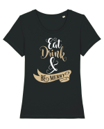 Bea, mănâncă și fii vesel Tricou mânecă scurtă guler larg fitted Damă Expresser