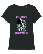Just A Girl Who Loves Spaceman Tricou mânecă scurtă guler larg fitted Damă Expresser