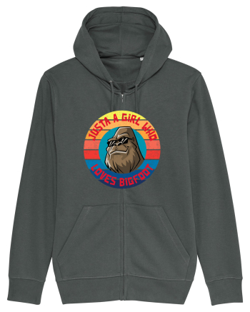 Retro Sunset Just A Girl Who Loves Bigfoot Anthracite