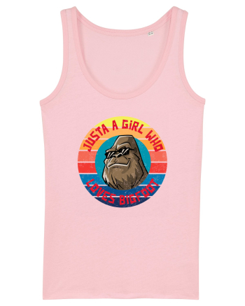 Retro Sunset Just A Girl Who Loves Bigfoot Cotton Pink