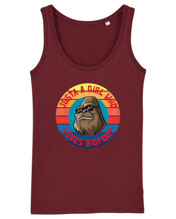 Retro Sunset Just A Girl Who Loves Bigfoot Burgundy